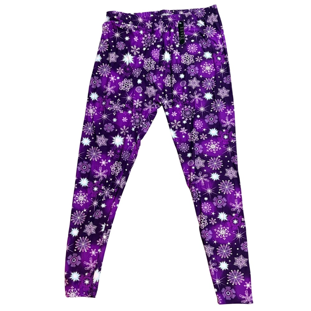 Eevee Purple Snowflake Galaxy Leggings Plus Size 3X-5X Holiday Winter Christmas